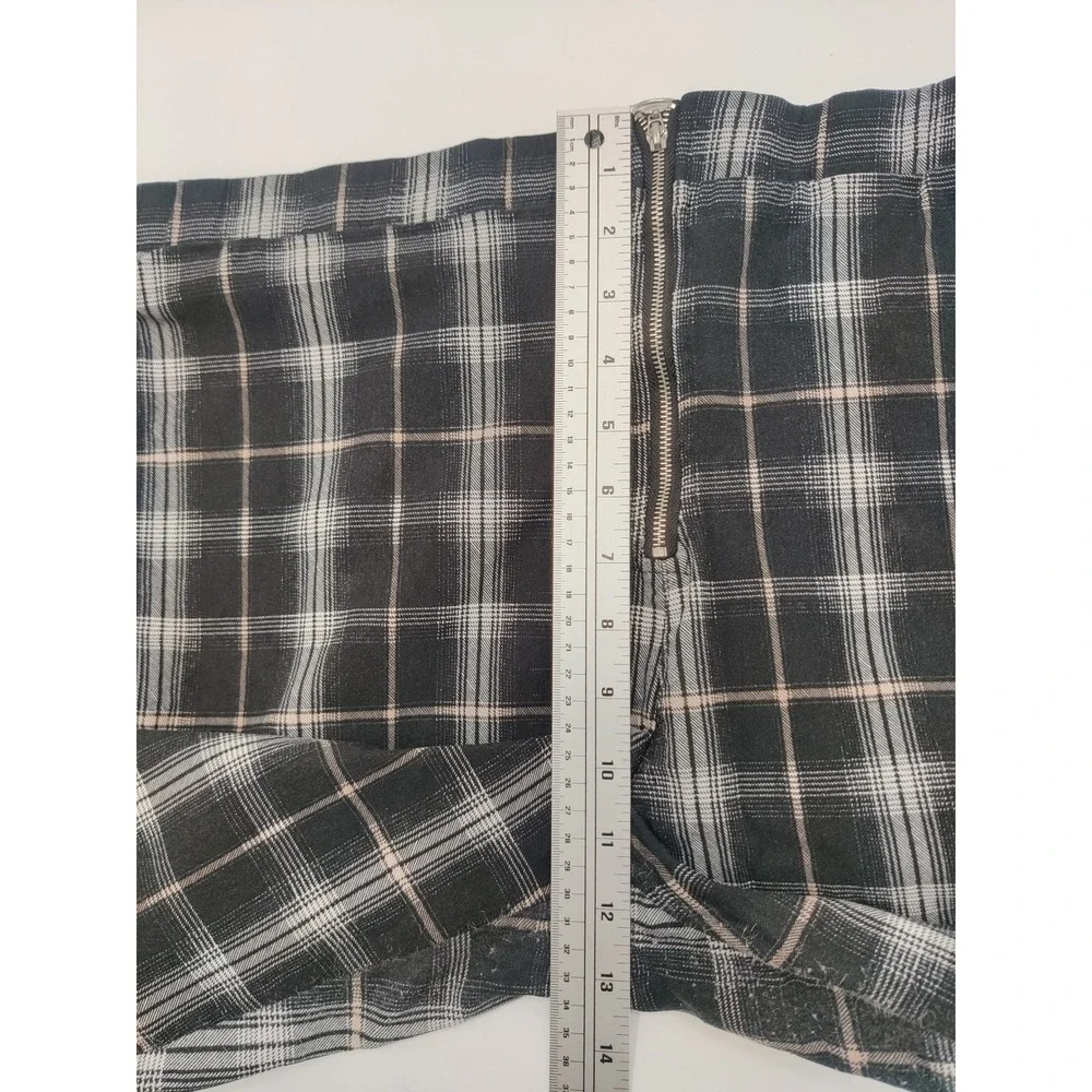 Rue+ Womens 3X Black White Plaid Exposed Zipper High Rise Leggings Ankle Pants
